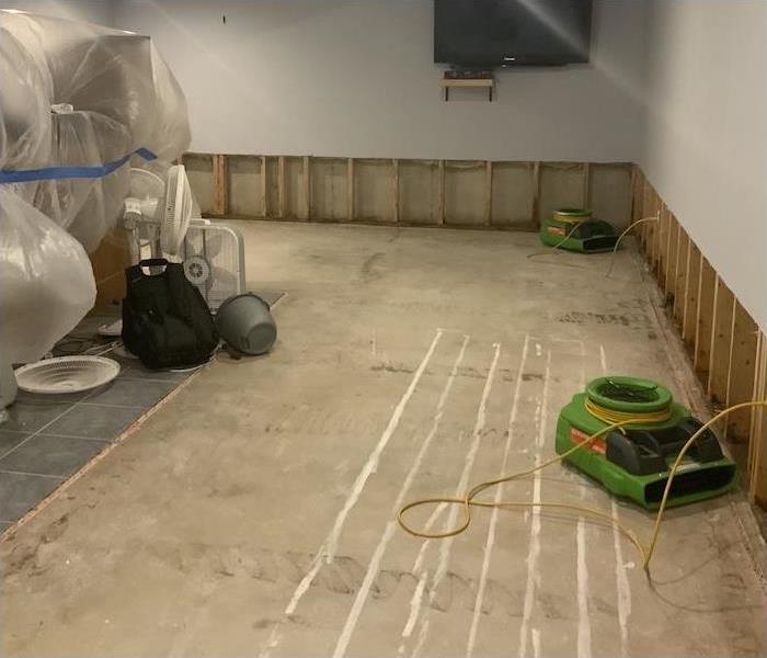 basement with flood cut